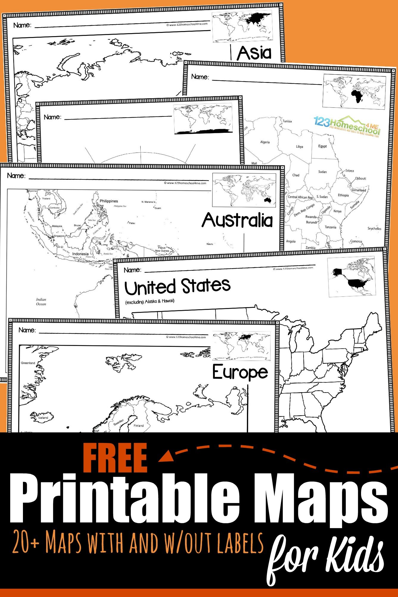 Free Printable Maps text with image examples of pages