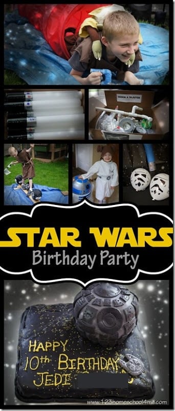 Star Wars Birthday Party - so many, fun clever star wars party theme ideas for kids of all ages. Includes star wars themed food, start wars games, star wars crafts, and more #starwars #starwarsbirthday #birthdaytheme