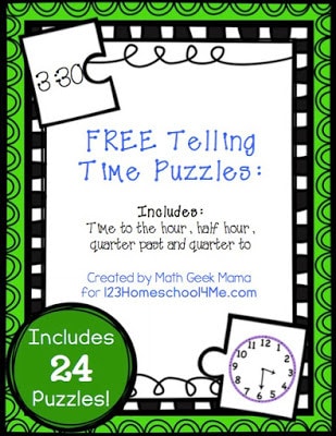 free printable time puzzles for kindergarnters and first graders