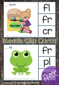 FREE Consonant Blends Activities - Printable Clip Cards