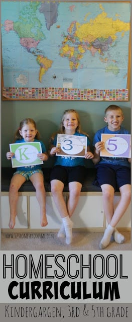 Homeschool Curriculum for Kindergarten, 3rd grade, and 5th grade - so many great ideas from a homeschooling mom where it only takes 3-4 hours a day, 4 days a week. Homeschool Curriculum for Kindergarten, 3rd grade, and 5th grade - so many great ideas from a homeschooling mom where it only takes 3-4 hours a day, 4 days a week.