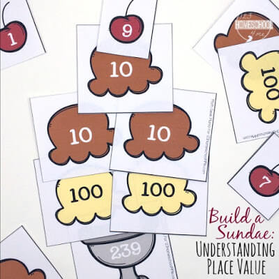 Kids will have fun learning about place value with this fun Build your own Ice Cream Sundae math games for kindergarten, 1st grade, and 2nd grade kids Kids will have fun learning about place value with this fun Build your own Ice Cream Sundae math games for kindergarten, 1st grade, and 2nd grade kids
