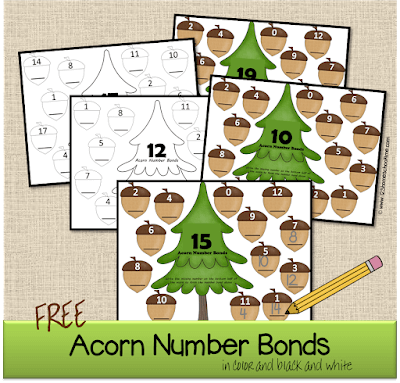 fall math activity, acorn number bonds worksheets or laminate and use with dry erase marker to use in a math center fall math activity, acorn number bonds worksheets or laminate and use with dry erase marker to use in a math center