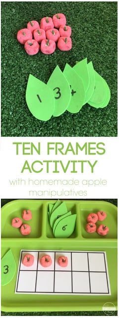 Apple Ten Frames Activity - this is such a fun learning activity to help toddler, preschool, prek, and kindergarten age kids understands ten frames and counting with a cute back to school, fall themed, apple manipulative. Apple Ten Frames Activity - this is such a fun learning activity to help toddler, preschool, prek, and kindergarten age kids understands ten frames and counting with a cute back to school, fall themed, apple manipulative.