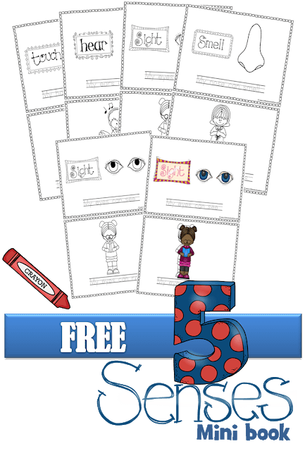 Free 5 Senses Mini Book - this free priintable is such a fun way for kids to learn and review the five senses for preschool, kindergarten, 1st grade, 2nd grade, 3rd grade. NO PREP! Just print, cut in half, staple together, and color. Free 5 Senses Mini Book - this free priintable is such a fun way for kids to learn and review the five senses for preschool, kindergarten, 1st grade, 2nd grade, 3rd grade. NO PREP! Just print, cut in half, staple together, and color.