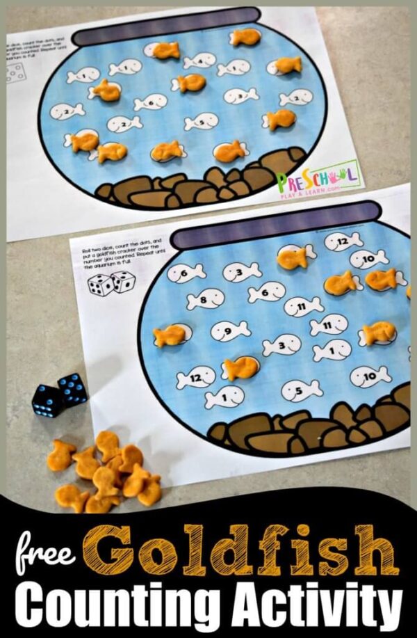 FREE Printable Goldfish Kindergarten Subtraction Game
