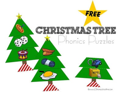 Christmas Tree Phonics Puzzles for Toddler, Preschool, Kindergarten, and 1st grade kids Christmas Tree Phonics Puzzles for Toddler, Preschool, Kindergarten, and 1st grade kids