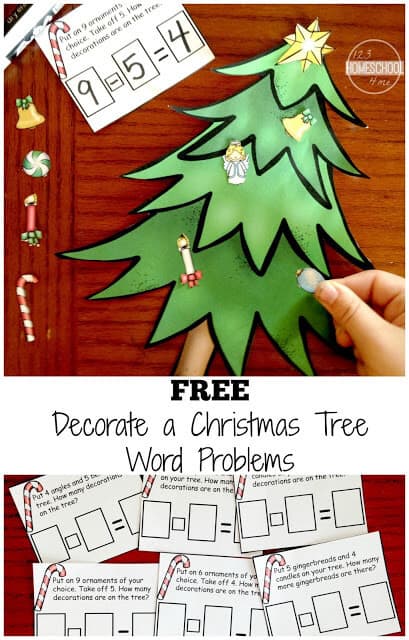 Diviértete decorando el árbol de Navidad resolviendo estos problemas verbales de Navidad. Esta Matemática Navideña es una actividad imprimible y divertida de Matemáticas Navideñas para que los estudiantes de Kindergarten y primer grado practiquen la suma y la resta durante la temporada navideña en diciembre. Simplemente descargue el archivo pdf para obtener manipulativos matemáticos prácticos y tarjetas de tareas imprimibles.