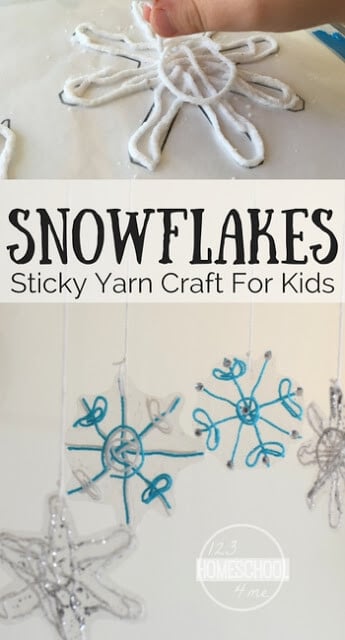 Sticky Yarn Snowflake Craft for Kids - This is such a cute, clever winter craft perfect for kids of all ages from toddler, preschool, kindergarten, first grade, 2nd grade, 3rd grade, 4th grade, and more. Sticky Yarn Snowflake Craft for Kids - This is such a cute, clever winter craft perfect for kids of all ages from toddler, preschool, kindergarten, first grade, 2nd grade, 3rd grade, 4th grade, and more.