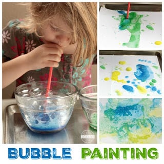 Foam Bubble Painting Art for Kids with Straws