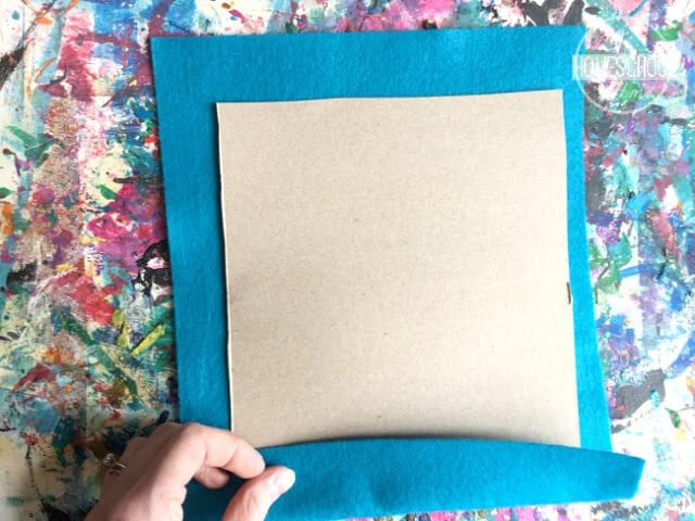 tape felt sheet onto cardboard rectangle tape felt sheet onto cardboard rectangle