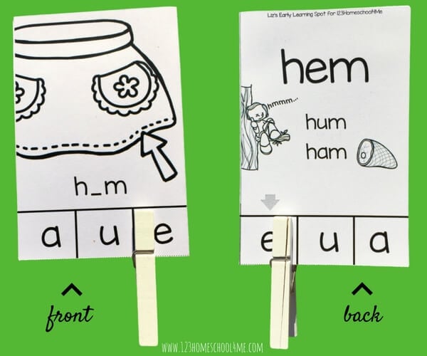 Practice middle sounds and reading CVC words with these free self-checking clip cards. Since kids can check their own work the cards encourage independent learning! Practice middle sounds and reading CVC words with these free self-checking clip cards. Since kids can check their own work the cards encourage independent learning!
