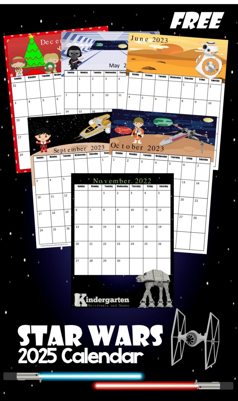 Free Printable Star Wars Calendar 20252026 for Kids