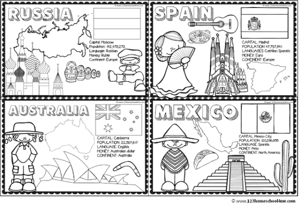 🌎 FREE Printable Countries of the World Coloring Pages for Kids
