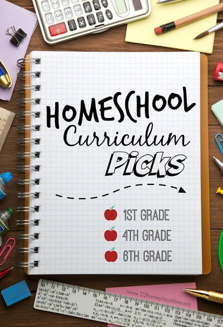 Homeschool Curriculum Picks - take a peak at a homeschooling families curriculum choices for first grade, 4th grade, 6th grade, plus lots of other handy resources for all grades Homeschool Curriculum Picks - take a peak at a homeschooling families curriculum choices for first grade, 4th grade, 6th grade, plus lots of other handy resources for all grades