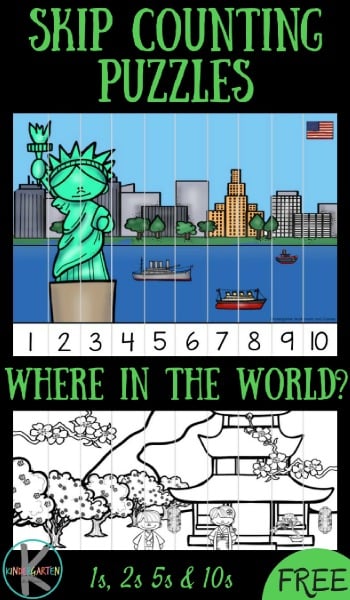 FREE Famous Landmarks Skip Counting Puzzles - these are such a fun theme for a around the world unit for preschool, kindergarten, and first grade to practice counting by 1s, counting by 2s, counting by 5s, and counting by 10s. What a great idea for a math center, geography extension, homework, homeschool, or summer learning. FREE Famous Landmarks Skip Counting Puzzles - these are such a fun theme for a around the world unit for preschool, kindergarten, and first grade to practice counting by 1s, counting by 2s, counting by 5s, and counting by 10s. What a great idea for a math center, geography extension, homework, homeschool, or summer learning.