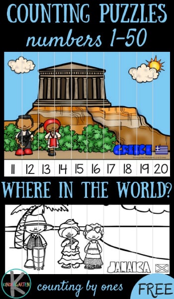 FREE Count to 50 with these cure Around the World Puzzles - kindergarten math FREE Count to 50 with these cure Around the World Puzzles - kindergarten math