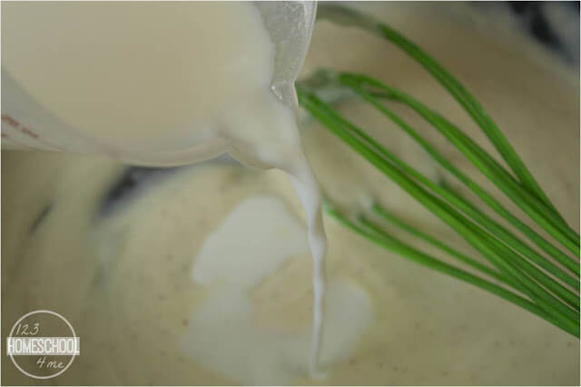 start out making a rue by stirring together flour and butter then add milk whisking constantly until mixture has thickened start out making a rue by stirring together flour and butter then add milk whisking constantly until mixture has thickened