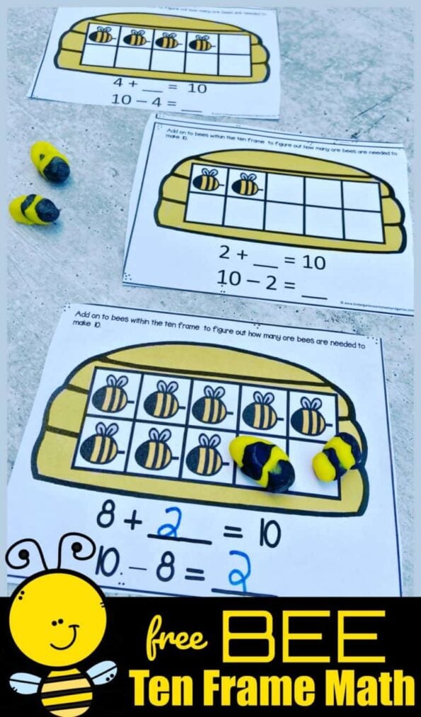 FREE Printable Making 10 with Ten Frames Worksheets pdf