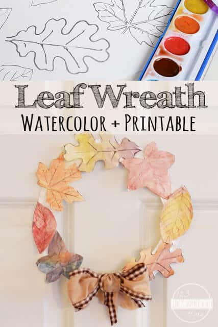 Leaf Wreath Craft - super cute and fun to make fall craft for kids using printable leaves leaf template to make a leaf wreath. The fall crafts for kids toddler and fall crafts for kids preschool is easy to make, but makes a beautiful easy homemade fall decorations .(free printable leaves) #craftsforkids #leaves #preschool