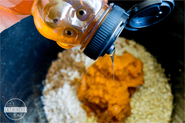 add steel cut oats, pumpkin, and honey to your crock pot add steel cut oats, pumpkin, and honey to your crock pot