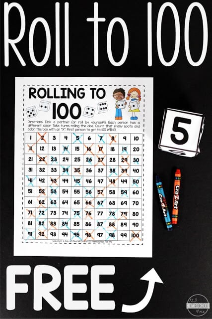 Roll to 100 - fun, free printable worksheets to help kids practice count to 100 with a fun count to 100 activities. This is a fun kindergarten math activities, kindergarten worksheets, math centers, or extra math practice for homeschoolers. Roll to 100 - fun, free printable worksheets to help kids practice count to 100 with a fun count to 100 activities. This is a fun kindergarten math activities, kindergarten worksheets, math centers, or extra math practice for homeschoolers.