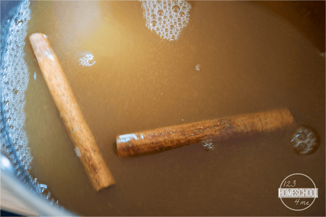 in a large pot bring to a simmer apple cider, unsweetened pineapple juice, and cinnamon sticks in a large pot bring to a simmer apple cider, unsweetened pineapple juice, and cinnamon sticks