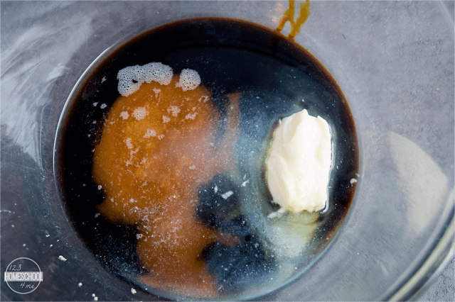mix brown sugar, butter, molasses, and water in a bowl mix brown sugar, butter, molasses, and water in a bowl