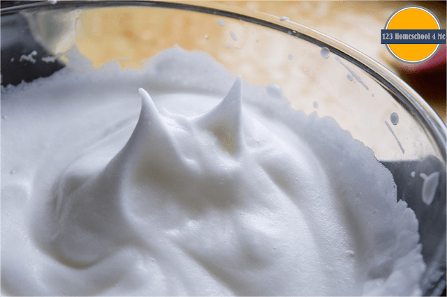 seperate the 6 eggs and whip the egg whites with cream of tartar until white peaks form seperate the 6 eggs and whip the egg whites with cream of tartar until white peaks form