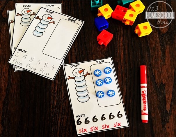 Snowman Counting Cards