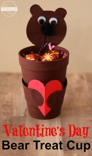 Valentines Day Bear Treat Cup is a super cute, easy, and fun to make valentiens day craft for kids from toddler, preschool, to kindergarten age. Fun to make at school or home to hold treats, pencils, little valentines and more Valentines Day Bear Treat Cup is a super cute, easy, and fun to make valentiens day craft for kids from toddler, preschool, to kindergarten age. Fun to make at school or home to hold treats, pencils, little valentines and more
