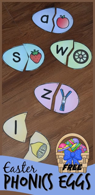 FREE Phonics Easter Eggs - this fun Easter activity for kids is a fun way to practice alphabet letters and the sounds that they make. Includes both long vowel and short vowel alphabet puzzles. This is a fun literacy center, abc game,or at home practice for preschool, prek, kindergarten, and first grade kids. FREE Phonics Easter Eggs - this fun Easter activity for kids is a fun way to practice alphabet letters and the sounds that they make. Includes both long vowel and short vowel alphabet puzzles. This is a fun literacy center, abc game,or at home practice for preschool, prek, kindergarten, and first grade kids.