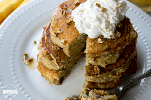 serve banana panakes with warm maple syrup or top with whipped cream and additional pecans. serve banana panakes with warm maple syrup or top with whipped cream and additional pecans.