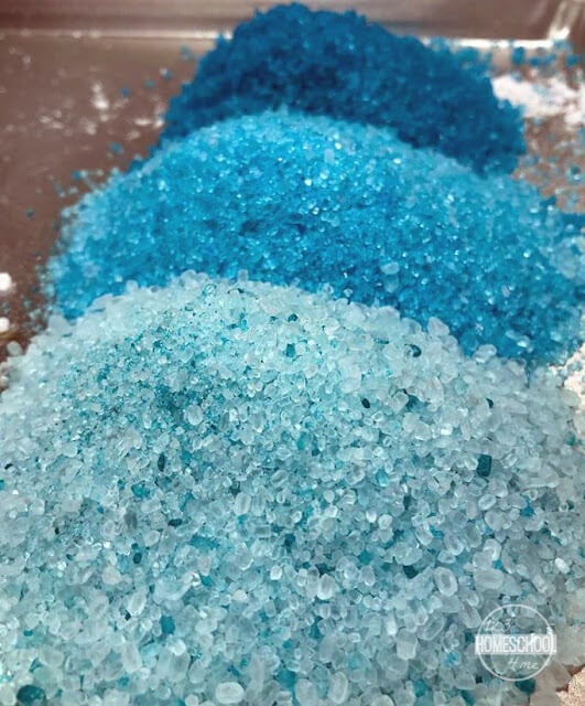 blue dyed bath salts