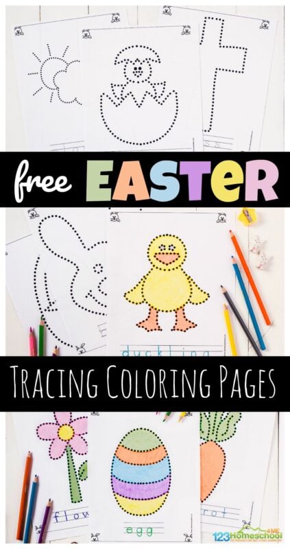 Free Easter Tracing Coloring Pages