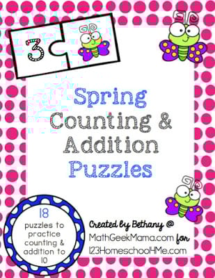 Spring Counting and Addition Puzzles