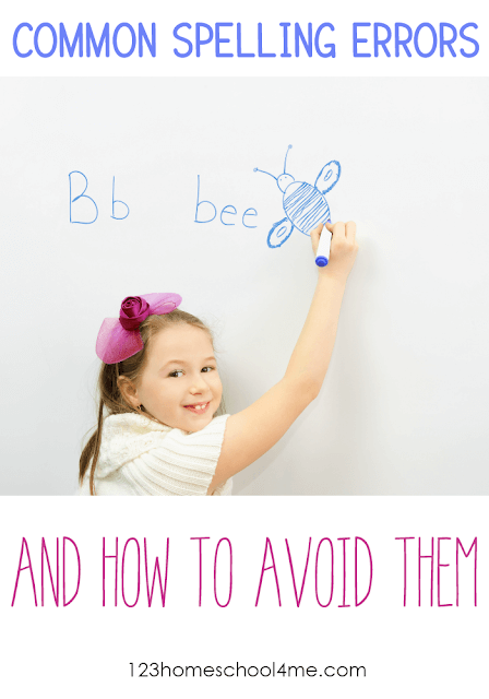 common Spelling Errors and How to Avoid them plus a FREE printable chart to help kids with spelling words (first grade, 2nd grad, 3rd grade, 4th grade, 5th grade) common-spelling-errors-and-how-to-avoid-them
