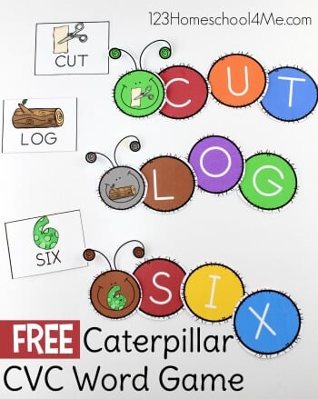 Caterpillar CVC Words Printable Activity