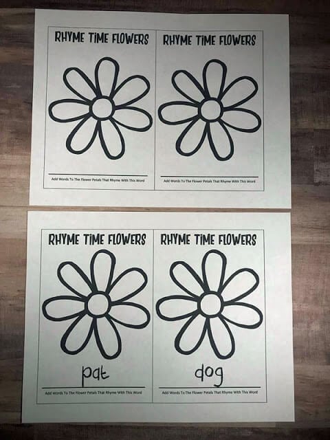Flower Rhyming Words Worksheets