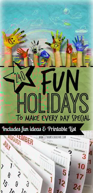 Fun Holidays - lots of unique and fun National Days to make every day special! Includes free printable list, creative ideas for celebration longs of special days for families with toddler, preschool, kindergarten, preschool, prek, kindergarten, first grade, 2nd grade, 3rd grade, 4th grade, and 5th grade kids. Fun Holidays - lots of unique and fun National Days to make every day special! Includes free printable list, creative ideas for celebration longs of special days for families with toddler, preschool, kindergarten, preschool, prek, kindergarten, first grade, 2nd grade, 3rd grade, 4th grade, and 5th grade kids.