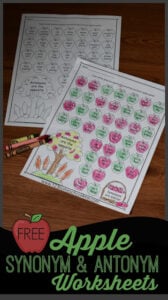 apple synonym and antonym worksheets