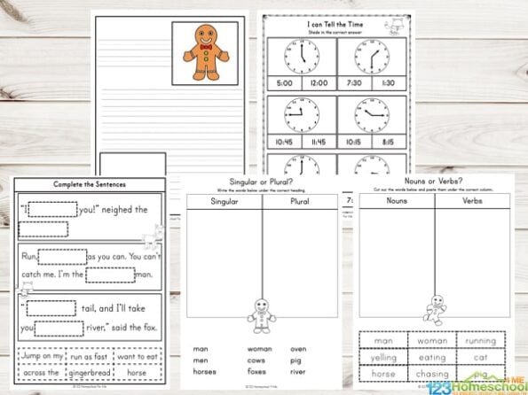 🎄 FREE Gingerbread Man Worksheets