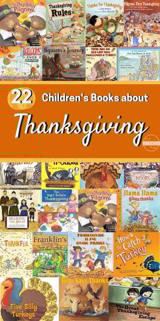 22 Thanksgiving Books for Kids - lots of fun, interesting and unique November books for kids #thanksgivingbooks #booksforkids #booklist #preschoolbooks #kindergartenbooks #firstgradebooks #2ndgradebooks #123homeschool4me Thanksgiving-Books-for-Kids