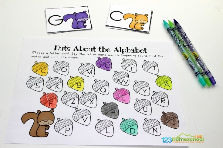 Check out this adorable fall-themed alphabet game featuring a squirrel and acorns that is designed for preschoolers and kindergartners to easily practice letter recognition and identification!