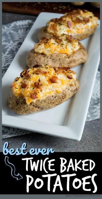 BEST Twice Baked Potatoes - this potato recipe is AMAZING! It is easy to prepare ahead, looks picture perfect every time, and tastes to yummy and creamy. This is a great side dish for Christmas, Easter, or with steak, chicken, ham, turkey, or whatever. This recipe tastes better than even the best restaurant! BEST Twice Baked Potatoes - this potato recipe is AMAZING! It is easy to prepare ahead, looks picture perfect every time, and tastes to yummy and creamy. This is a great side dish for Christmas, Easter, or with steak, chicken, ham, turkey, or whatever. This recipe tastes better than even the best restaurant!