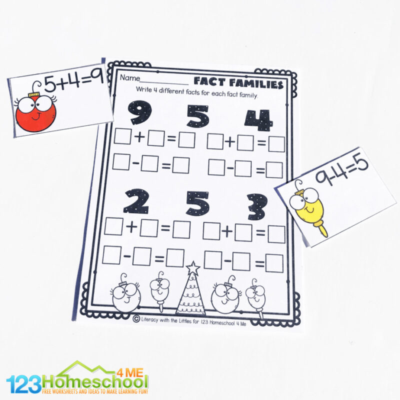 Get into the holiday spirit with a fun Christmas fact family activity that helps kindergarten, first, and second graders practice addition and subtraction within 10 using hands-on worksheets!