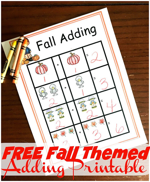 I love fall. I love it when we are finally given relief from the 90-degree heat and extreme humidity. The cool breeze that beacons us outside to enjoy the bright colors on the trees, adds to all the fun! These super cute fall printables are a fun way for kids to practice addition with a fun autumn theme. This fall math is a no-prep fall worksheet for preschool, pre-k, and kindergarten age students. SImply print fall addition pages and you are ready to play and learn with a fall activity for kids.