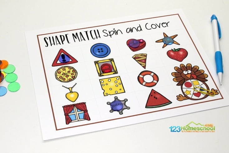 FREE Spin and Cover Turkey Preschool Math Games