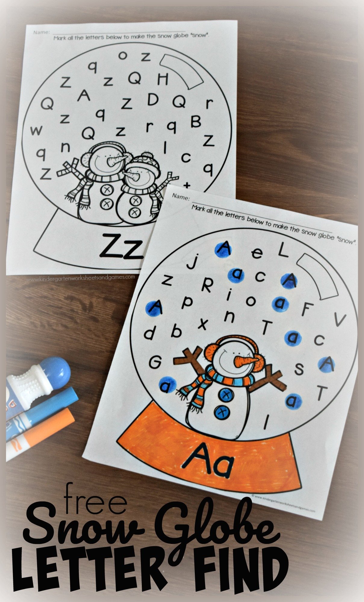 FREE Winter Letter Find Worksheets