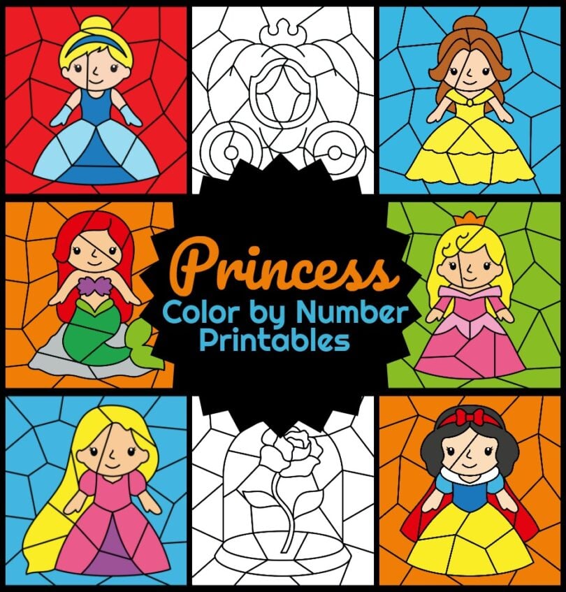 Princess Color by Number Worksheets - 123 Homeschool 4 Me
